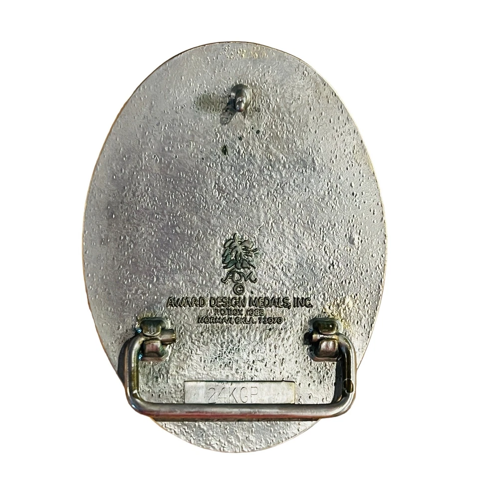 VTG Award Design Medals Great Seal of Oklahoma 1907 24KGP Western Belt Buckle - Image 4 of 4