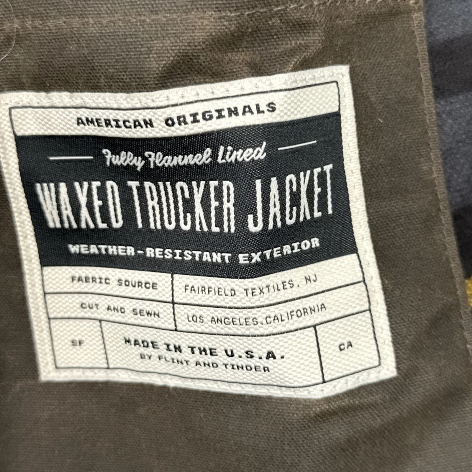 Flint and Tinder Waxed Trucker Jacket Olive Brown S USA NWT image 5