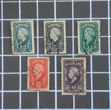 Netherlands Suriname stamp selection 1945 SG322 on 5 Queen Wilhelmina Used C28