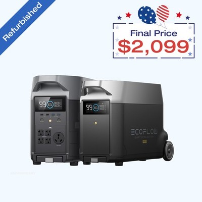 EcoFlow DELTA Pro Power Station+Extra Battery 7200Wh Certified Refurbished, LFP