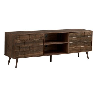 Pemberly Row 72'' TV Stand with Storage Cabinets in Walnut Laminate