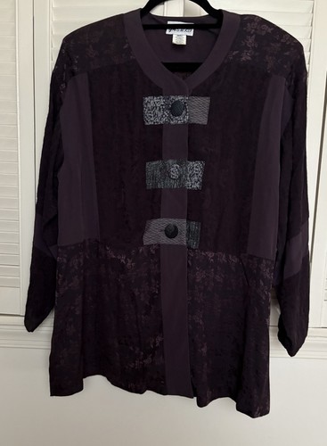 Yasuko Vintage Purple Art to Wear Kimono Jacket Size M/L - Picture 4 of 8
