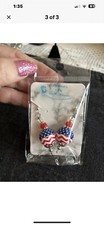 Patriotic Earrings Red White Blue USA American Flag Earrings Artist Made