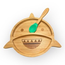 Bamboo Baby Shark Plate and Spoon Lunch set Green Color NEW