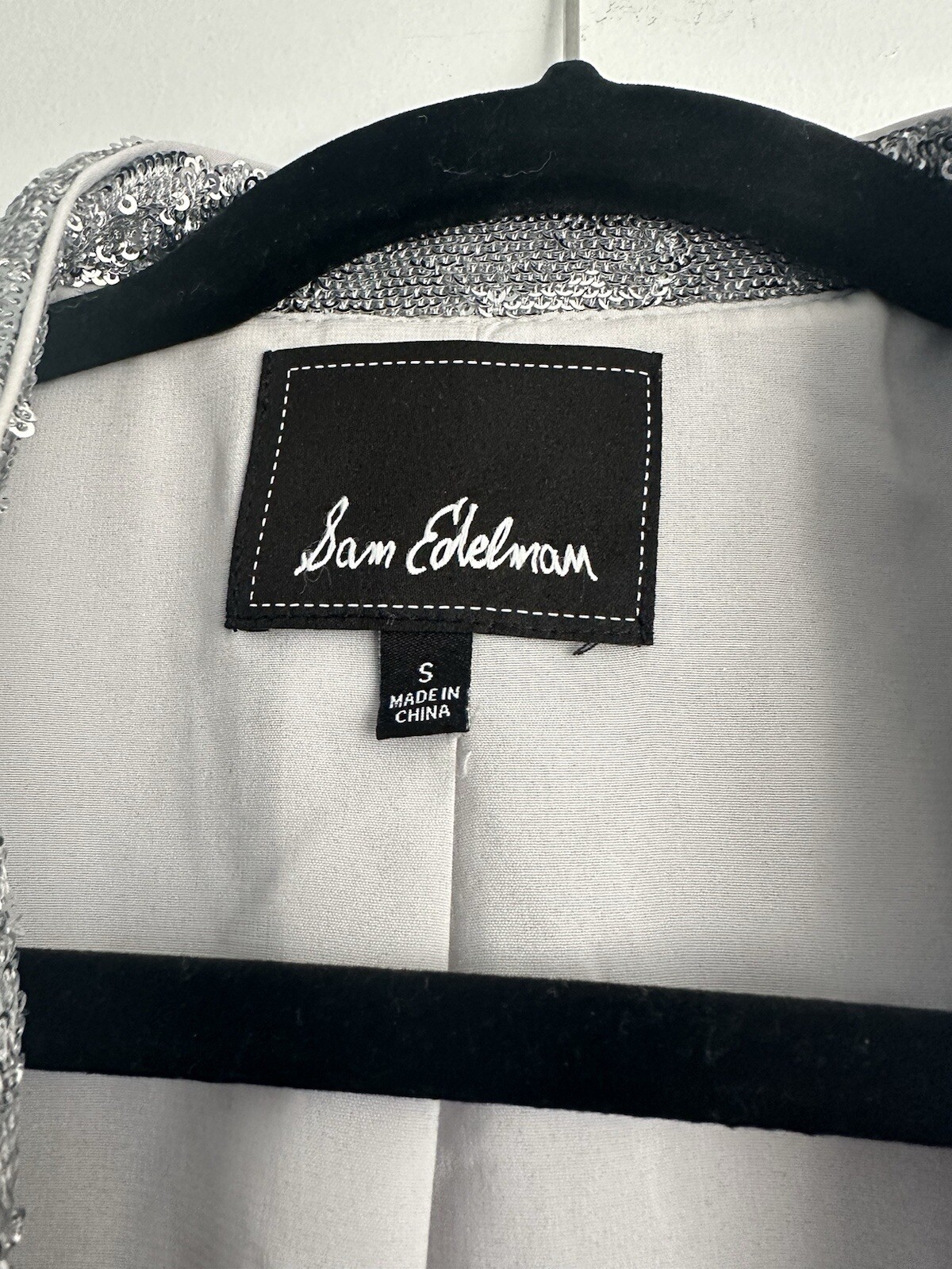 Sam Edelman Silver Sequin Jacket Blazer Size S - image 9