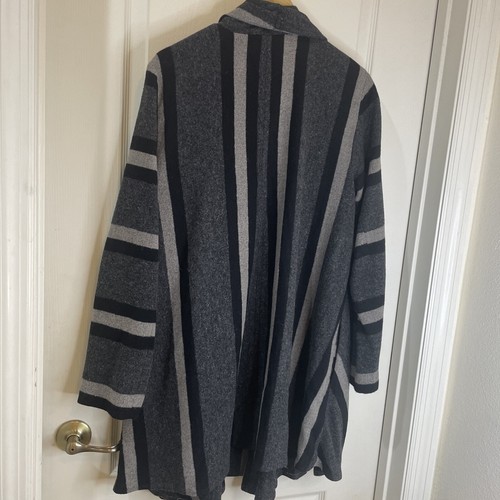 Saks Fifth Avenue Threads Long Sleeve Striped Wool Blend Long Cardigan L - 第 10/11 張圖片