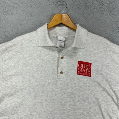 Ohio State University Polo Shirt Adult Large Grey Ultra Cotton