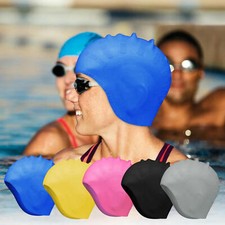 Silicone Swimming Cap Solid Color Long Hair Clean Swim Pool For Adult Men Women