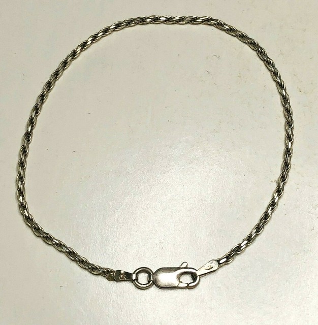.925 Twisted Rope Chain Link Bracelet Diamond Cut Italy 7" ALF eBay