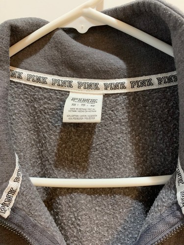 Victoria’s Secret Pink Dog Half Zip Pullover Gray Sweatshirt XS - Picture 2 of 4