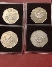 Isle of Man 2009 2010 2011 2014 TT 50p Fifty Pence coin UNC In Capsules (4 Coin)