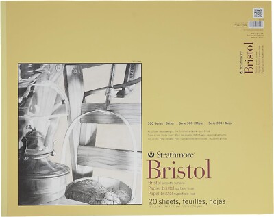 Strathmore 300 Series Bristol Smooth Pad, 19''X24'' Tape Bound, 20 Sheets