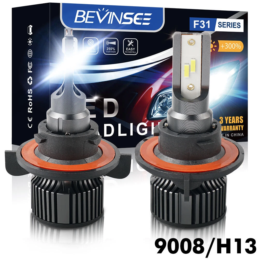 Bevinsee 9008 H13 LED Headlight Bulb 6000LM 50W White High Low