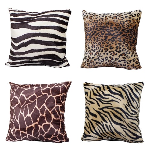 Animal Printed Leopard Giraffe Tiger Zebra Cushion Cover Velvet Sofa Pillow Case - Photo 1/5