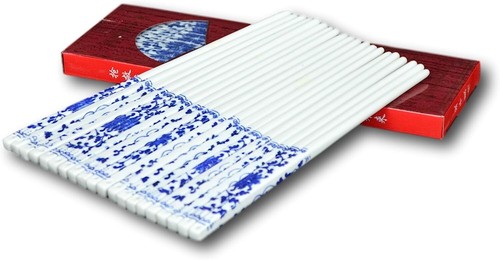 10 Pairs Blue and White Floral Pattern Porcelain Chopsticks Traditional - Picture 1 of 1