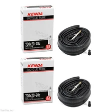 Two (2) Pack Kenda 700 x 20/28C 33mm Threaded Presta Removable Valve Bike Tubes