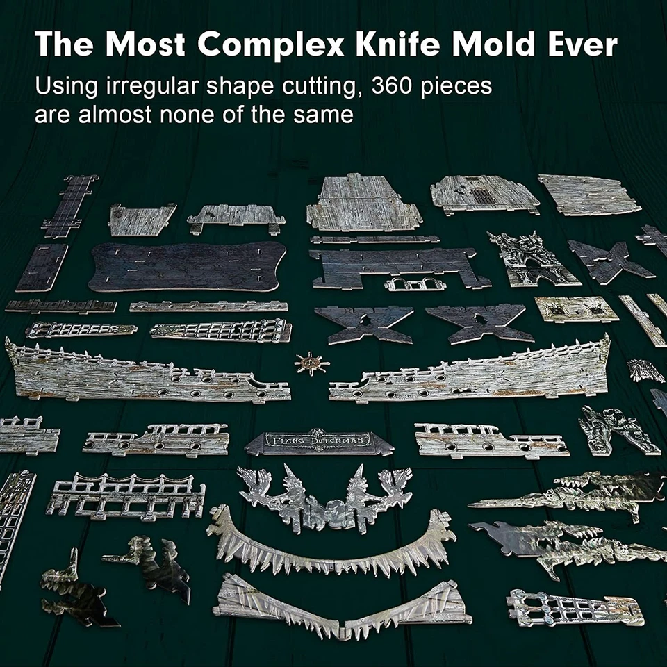 Rompecabezas 3D 360 Piezas Volador Holandés Caribe Piratas Barco Modelo Kit Iluminación LED Foto 4 de 4