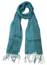 Shanlin Unisex 100% Linen Scarves for Men and Women 71"x22" Teal Blue