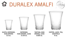 DURALEX SET 4 PIECES GLASS GLASSES AMALFI GLASS WATER WINE BAR 9-13 -17cl