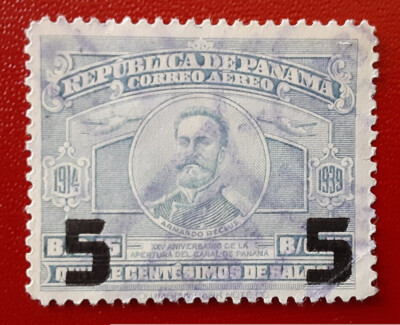PANAMA 1940 5c/2c Surcharge Reclus Used Mi 282 Scott C63 VF See Note ...