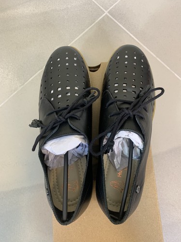 Scarpe Oxford Hush Puppies donna in pelle nera cardo forate NUOVE - Foto 6 di 10