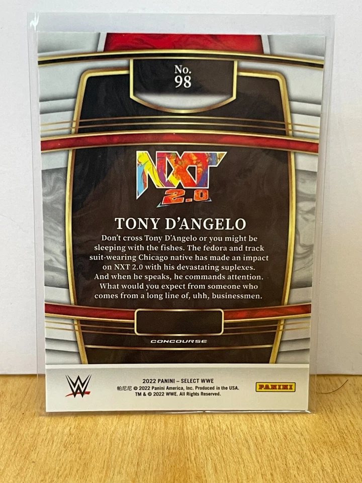 2022 Panini Select WWE Concourse Red & Blue #98 Tony D'Angelo RC wrestling card - Image 2 of 2