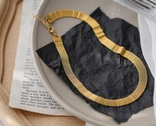 Women Girl Titanium Stainless Steel Gold 8mm Mesh Rope Choker Necklace 13.5-15"