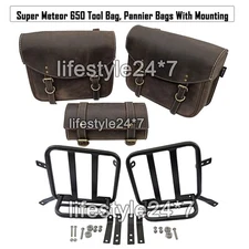 For Royal Enfield Super Meteor 650 "Leather Tool Bag, Pannier Bags & Mounting"