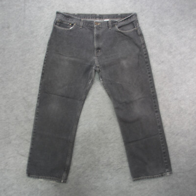Vintage Faded Glory Jeans Men's 42x32 Black Stone Wash Baggy Straight Leg Jeans