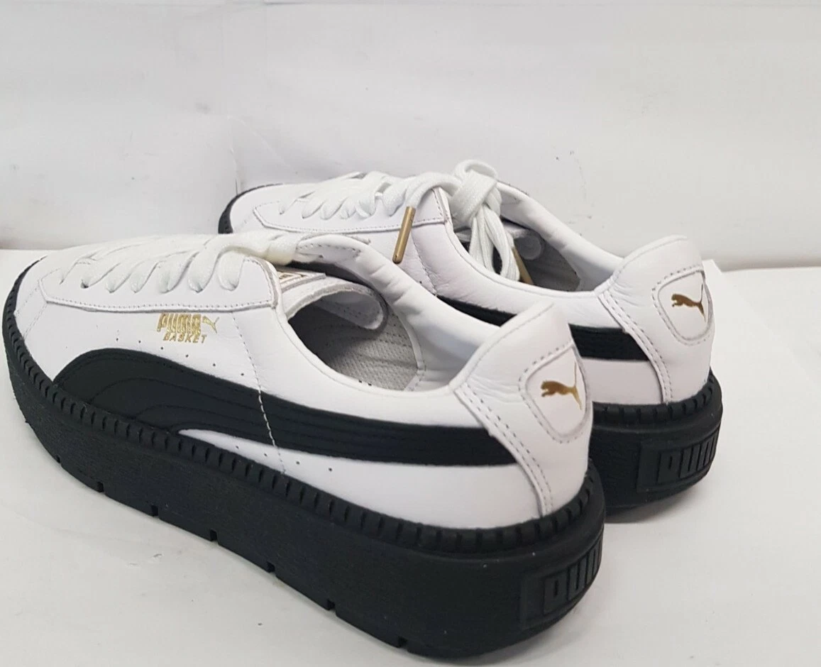 K1 181 Puma Womens Chunky Ridged Sole Lace Up White Trainers Size Uk 5.5 EU38.5