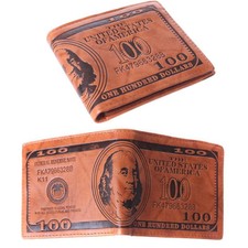 Mens US 100 Dollar Bill Leather Bifold Card Holder Wallet Handbag Purse Clutch