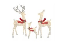 Large 3 Piece Deer Family with 260 Clear Lights Christmas 60" Buck 50" Doe 28"
