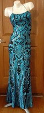 Next Up Prom Dress Black With Blue Sequins Lined Misses Size 3/4