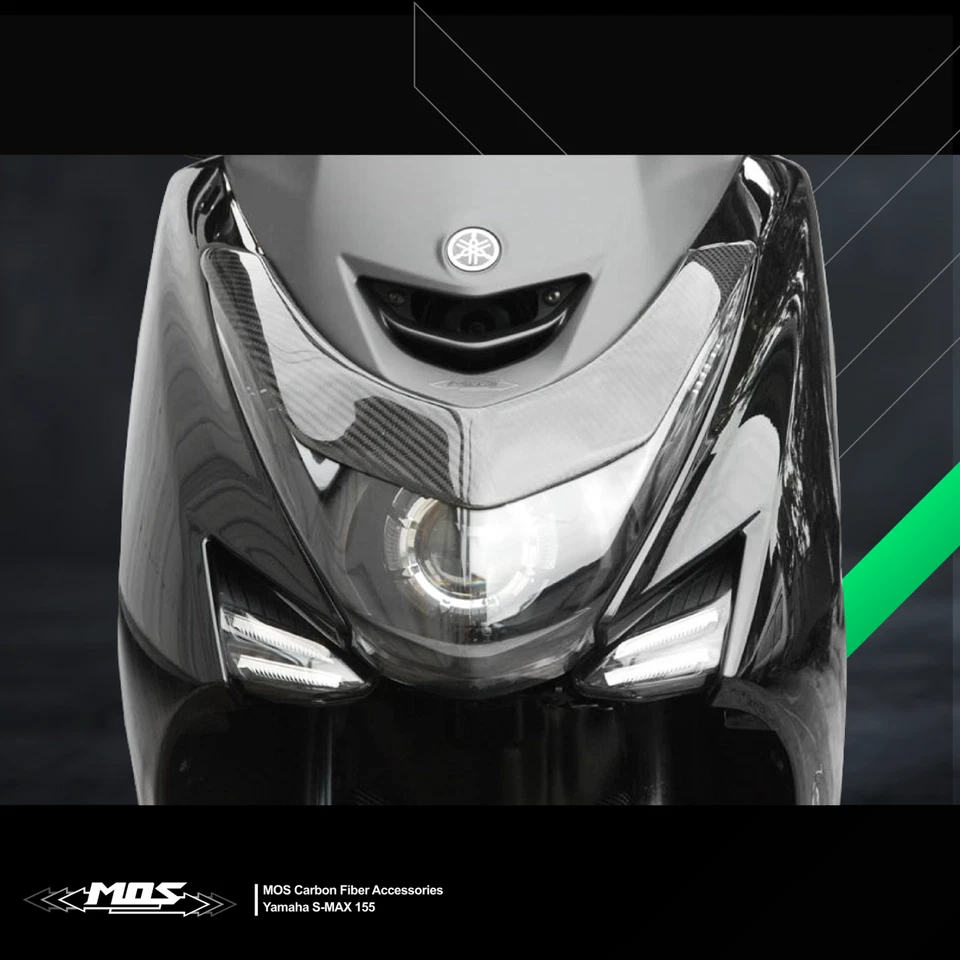 Cubierta decorativa de faros de fibra de carbono MOS para Yamaha SMAX 155 2015-2020 Foto 3 de 4