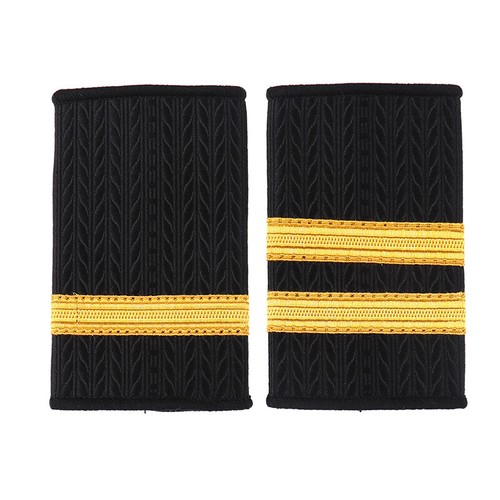 1Pair Epaulettes Professional Pilot Uniform Epaulets Gold Stripe Shoulder Bad YT - Picture 9 of 15