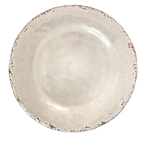 Crackle finish distressed rim look 11” Melamine Dinner Plates Set of 4 - Picture 2 of 6