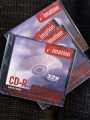 Imation CD-R 1x-32x Compatible 80 min/700 MB Sealed Lot Of 4 CD-r NEW SEALED