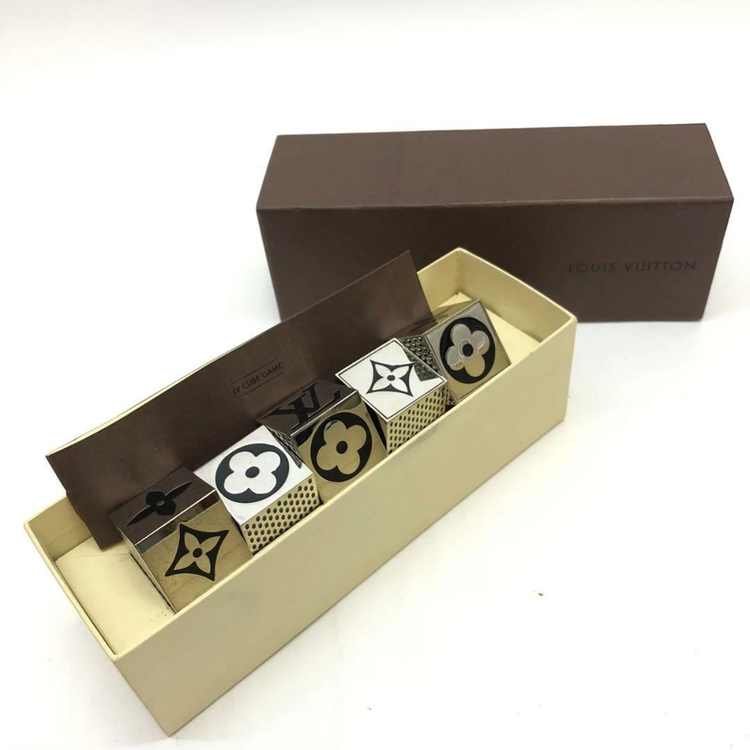 Louis Vuitton Louis Vuitton Black x Silver Tone Cube Dice Game Set