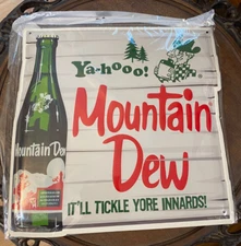 Large Mountain Dew Embossed Die Cut Sign -Hillbilly Yahooo- Reproduction Sign