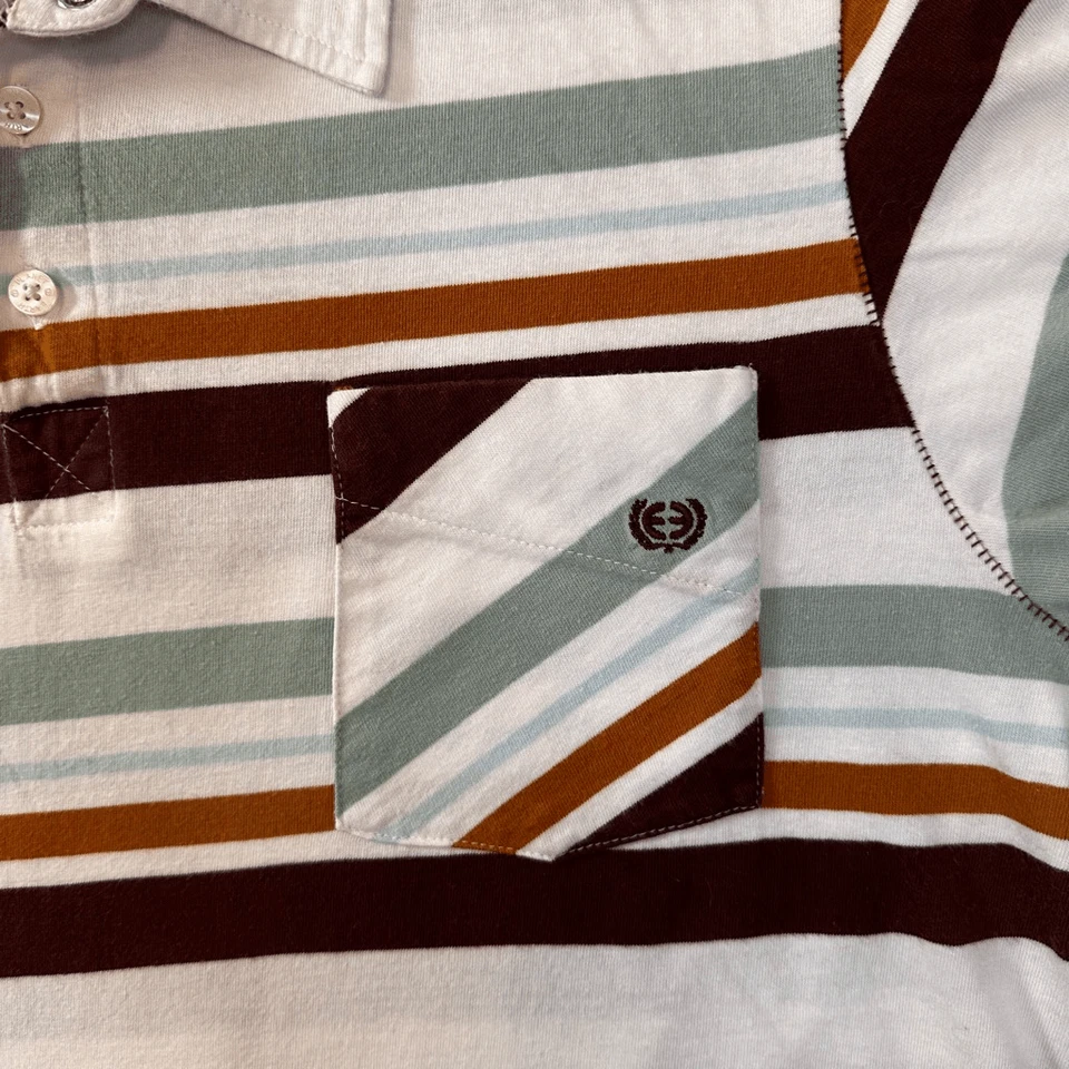 Planet Earth Clarence S/S рубашка-поло мужская L бордовая полоса Slimfit ретро - Изображение 3 из 4