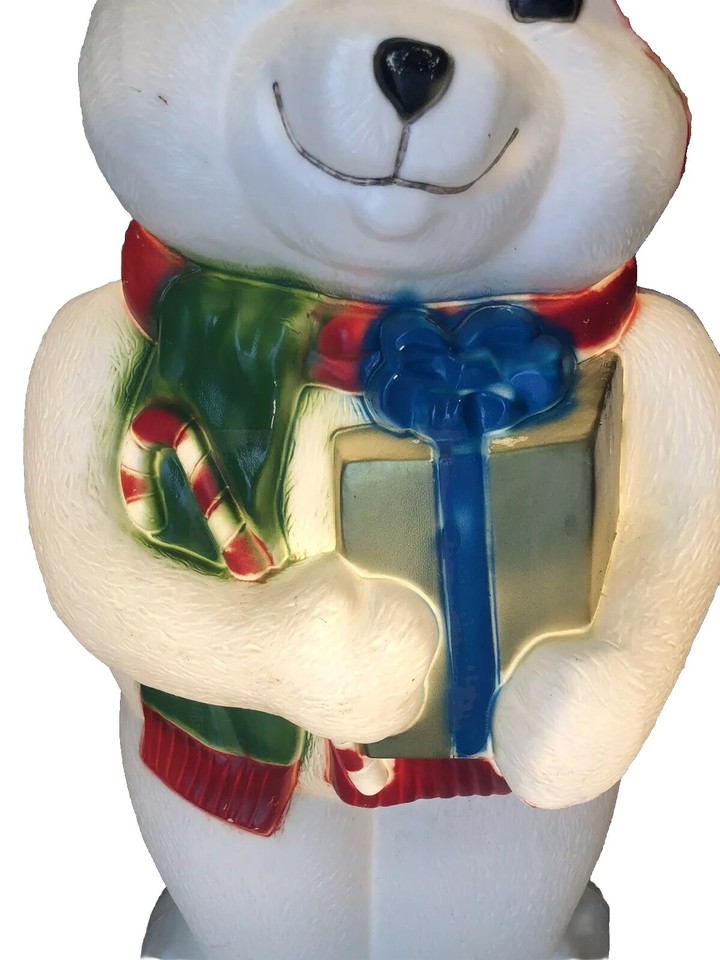 Vintage General Foam Plastics White Teddy Bear Christmas Blow Mold eBay
