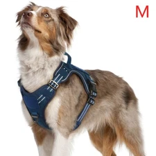 rabbitgoo Military Dog Harness with Handle No Pull Adjustable Reflective Blue M