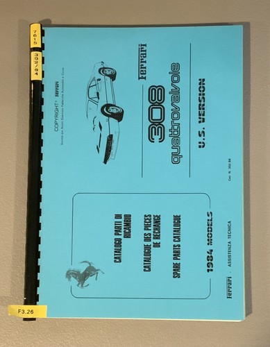 Ferrari 308 QV Spare Parts Catalog (302/84) USA Version
