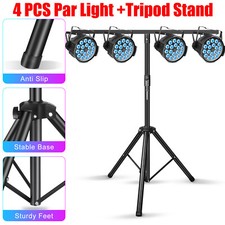 4PCS 270W 18LED PAR Lights 4in1 RGBW Stage Lighting w/ Stand DMX DJ Disco Party