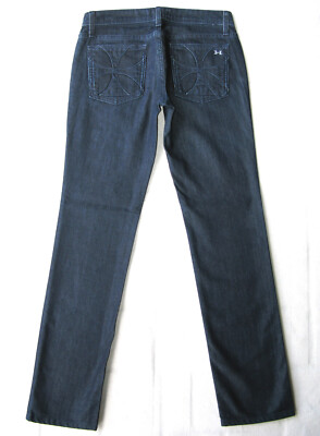Habitual Straight Jeans Women Sz 28 Dark Blue+Stretch Celtic Cross Pockets L30.5