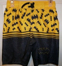 Batman Black Yellow Swim Suit Trunk Swimsuit Shorts Boys Size 6 / 7 NWT
