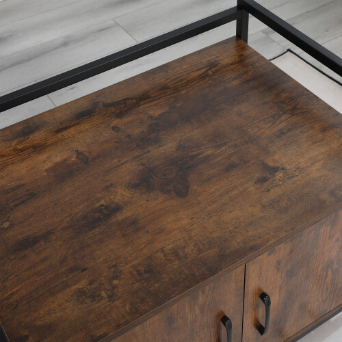 30'' Hidden Pet Crate w/Iron Wood Structure Cat Dog House Nightstand - Bild 9 von 12