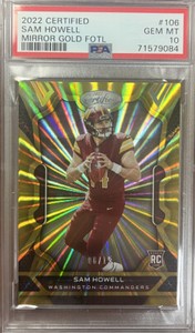 2022 Certified Sam Howell Gold Mirror FOTL RC! SSP 10/15! Commanders!