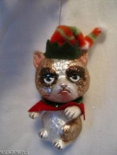 BLOWN GLASS CAT KITTEN CHRISTMAS ORNAMENT NWT