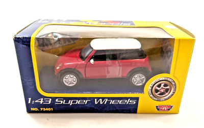 Motor Max Super Wheels Red Mini Cooper 1:43 Scale Diecast Toy Car HO Model 73401